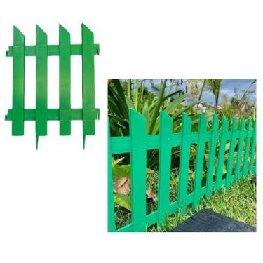 Imagem de Cerca Para Jardim Plástico Ripa Decorativa Verde G 41x34 cm - JR