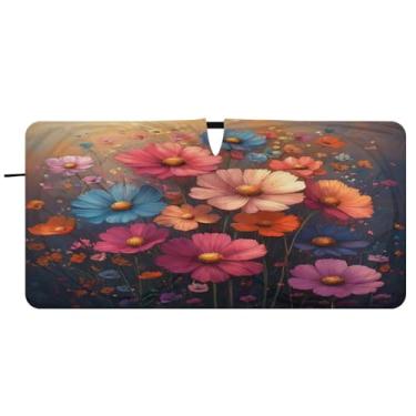 Imagem de Blueangle Pára-brisas para pintura de margaridas - 149.9 cm x 76.2 cm dobrável carro janela frontal blocos de proteção solar raios UV viseira de sol (830)
