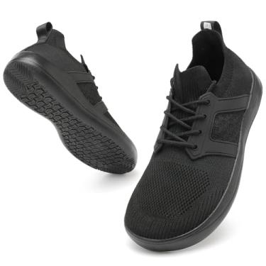 Imagem de CFVKPT Tênis de corrida masculino com bico largo, sem cadarço, Oxford, tamanho 36-44, B preto, 8 Wide