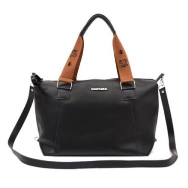 Imagem de Bolsa Feminina Grande Espaçosa Ombro Tiracolo Transversal Couro Eco Luxo Casual Trabalho Viagem Berlim (PRETO BERLIM)