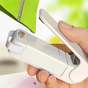 Imagem de 1 máquina de selagem, saco térmico, embalagem, selador, saco de armazenamento de plástico, clipe de selagem para lanche, utensílios de cozinha, 9,5 x 5 x 3,5 cm (branco)