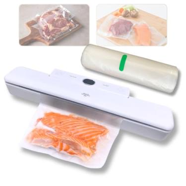 Imagem de Seladora à Vácuo Digital Branca Vacuo Fresh com Kit Completo, Inclui 1 Bobina Refil e 10 Embalagem
