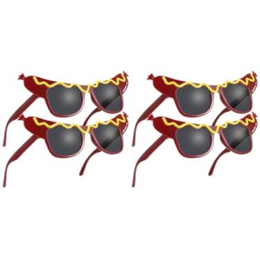 Imagem de Veemoon 4 peças de óculos de sol engraçados para festa de cachorro-quente, óculos de sol decorativos, acessórios de fantasia de cachorro-quente, para baile de máscaras, férias, aniversário, sarnaval