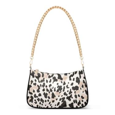 Imagem de CEBUGI Bolsas transversais femininas bolsa de ombro com estampa de pele de vaca bolsa clutch elegante com alça de corrente