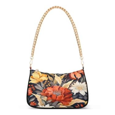 Imagem de CEBUGI Bolsas transversais femininas bolsa de ombro aquarela floral bolsa clutch elegante com alça de corrente
