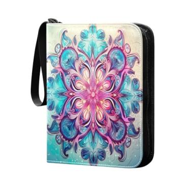 Imagem de Wassud Fichário de 4 bolsos mandala colorida comporta 400 cartões padrão, álbum TCG CCG MTG à prova d'água, presentes para colecionadores, meninos e meninas