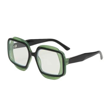 Imagem de JRLLFD Óculos de sol da moda, proteção solar versátil, colisão de cores, tons UV400 (lente verde transparente)