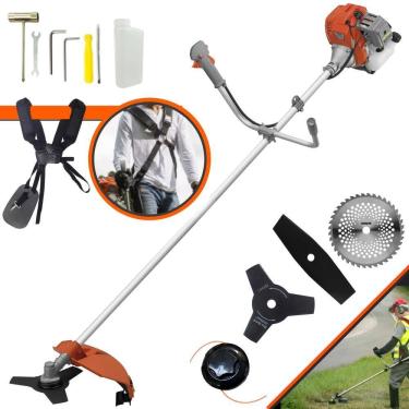 Imagem de Roçadeira Podador de Grama À Gasolina RL520ACG2 2T 52cc 2HP de Alta Performance Com Carretel e Faca 3 Pontas + EXTRA Faca 2 Pontas e Faca 40 Dentes