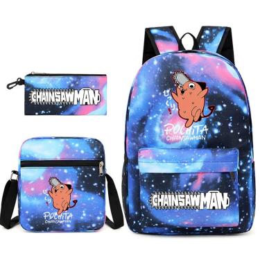 Imagem de Conjunto de mochilas Chainsaws Mans Pochitas Cartoon Kids School