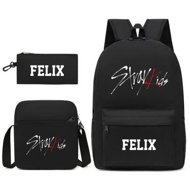 Imagem de Conjunto de mochilas Stray Kids Anime School, 3 peças com bolsa de ombro