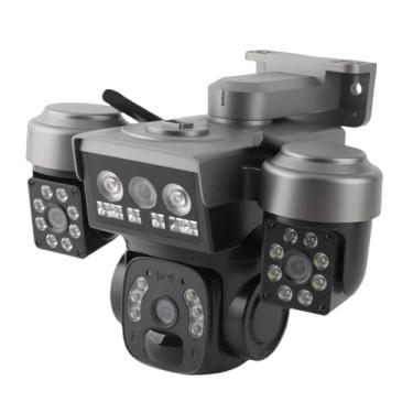 Imagem de ASHATA Câmera de Segurança de Lente Tripla 4G Movida a Energia Solar, Detecção de Movimento PIR, Rastreamento AI 360 °, Câmera de Segurança WiFi PTZ para Casa, Notificação Push de