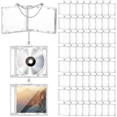 Imagem de Misdary 40 peças mini CD porta-chaves Álbum Capas de Plástico Cd Capa de DVD Transparente DVD Joia Chaveiro Música Em Branco Mini Suporte de Disco Compacto Pingente Personalizado para DIY Mochila