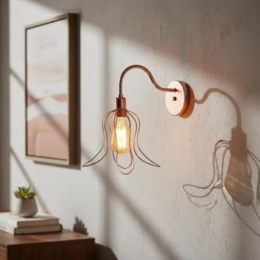 Imagem de Arandela de Parede Tulipa Pendente - Lustre Luminária de Aramado Moderno, Iluminação Decorativa para Sala, Quarto ou Hall, Design Elegante e Charmoso (ROSE GOLD)