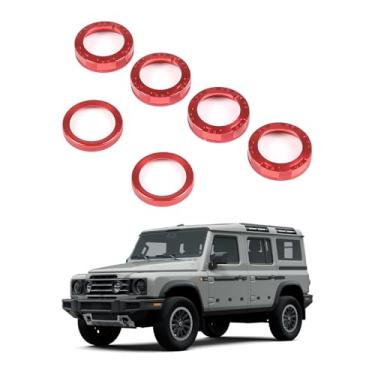 Imagem de Anel de tampa do botão do console central para acessórios INEOS Grenadier 2020-2025, acabamento da tampa do botão de controle climático A/C, painel de painel, ar condicionado/interruptor de volume