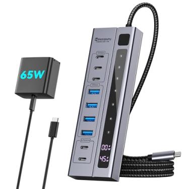 Imagem de Minisopuru Hub USB C alimentado – suporta carregamento máximo de 45 W com adaptador de alimentação USB-C de 65 W, 10 Gbps, carregamento de hub USBC para Meta Quest Pro, Steam, iPad Pro, iPhone, Watch
