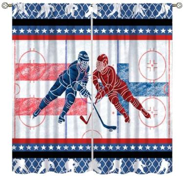 Imagem de Cortina de bola esportiva, cortinas de tratamento de janela rústicas de hóquei no gelo para meninos e meninas pano farbic para café, quarto, escritório, sala de jantar, sala de estar, cozinha