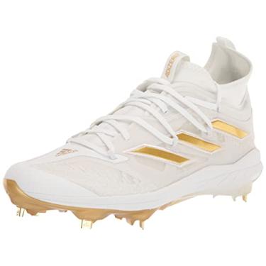 Imagem de adidas Tênis de beisebol masculino Adizero Afterburner 9 Nwv, Branco/dourado metálico/branco, 8.5