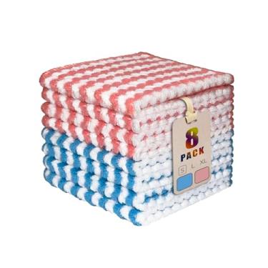 Imagem de AIWIWH Toalhas de prato, panos de limpeza de microfibra de veludo coral, super absorventes e de secagem rápida, panos de prato reutilizáveis sem fiapos para cozinha, lavar pratos (8, mistura pequena)