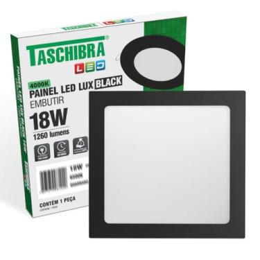 Imagem de Painel de Led Quadrado Embutir 12W Preto Bivolt Taschibra - 4000K - Neutro Suave