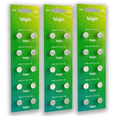 Imagem de Pilha Alcalina LR44 Elgin Bateria A76 Ag13 kit 30 unidades