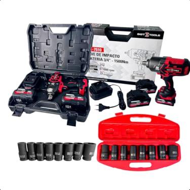 Imagem de Chave De Impacto A Bateria 3/4 Polegadas SGT7510 1500Nm Com Soquetes De Impacto Sextavado Curto Para Serviços Pesados