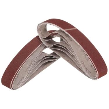 Imagem de Kozelo Pacote com 15 correias de lixamento, 2 x 27 polegadas 80/120/150/240/400 grãos de papel abrasivo de lixa de óxido de alumínio adequado para lixadeira de cinta, moagem de metal, trabalho de