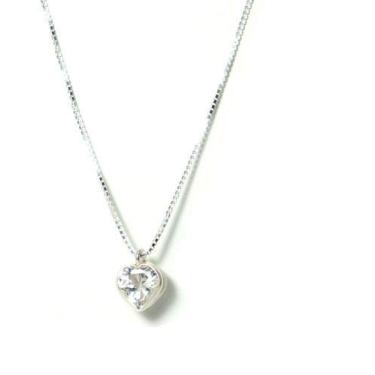 Imagem de Colar Gargantilha Ponto Luz Coração Prata Pura 925