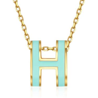 Imagem de BUENAVO Colar feminino com design clássico banhado a ouro 18K esmaltado com pingente feminino colorido e opcional, Large size, Banhado a ouro 18K, Sem Pedra Preciosa