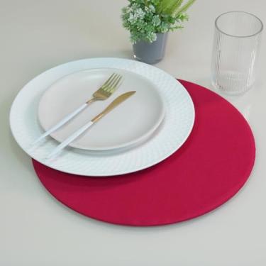 Imagem de Sousplat 35cm MDF com Capa em Tecido Oxford Liso – 100% Poliéster, Base e Capa Básica (Vermelho)