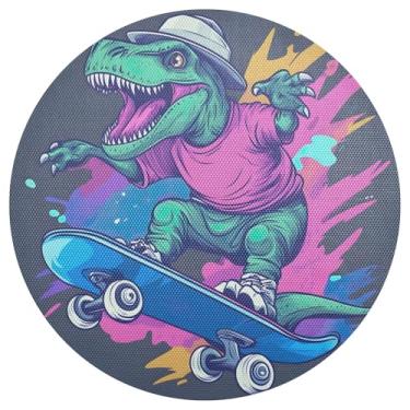 Imagem de Tapete de mesa de skate Dino de 38 cm, decorações de mesa para sala de jantar, jogo americano antiderrapante de PVC, conjunto de 1