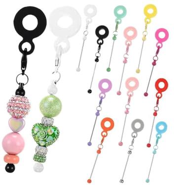 Imagem de Frinnovan 12 pacotes de berloques de copo com contas em barra em branco compatível com Stanley DIY adaptadores de palha com contas pingente ornamento, serve para canudos padrão, joias para presente em