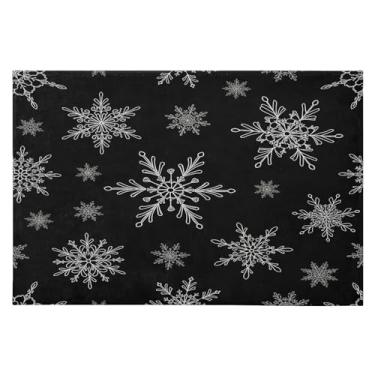 Imagem de Wassud Tapete de porta de flocos de neve brancos 61 x 89 cm, tapete de área lavável antiderrapante com suporte de borracha, tapete macio e macio para sala de estar, quarto, entrada, entrada