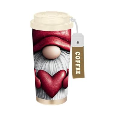 Imagem de TSENQUE Caneca de café fofa de gnomo de Natal, 473 ml, copo de viagem com canudo e tampa, copo de parede dupla isolado a vácuo com revestimento cerâmico para escritório, escola, festa, acampamento