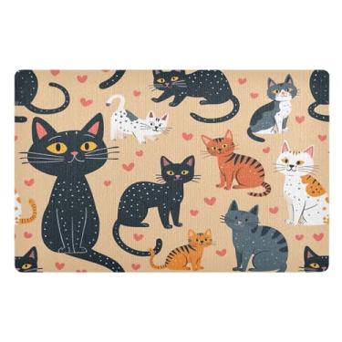 Imagem de Joisal Tapete de boas-vindas bege Playful Kittens, tapetes para casa resistente à sujeira tapete de porta entrada interna 81 x 50 cm