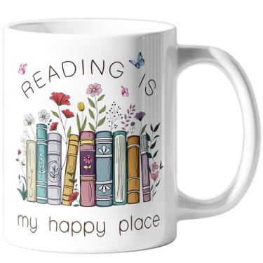 Imagem de Spwasplo Caneca de presente para amantes de livros 325 ml - Reading/Bookworm/Book Club/Librarian Gifts for Women - Bookish/Library Decor - Presente para escritores/professores/leitores