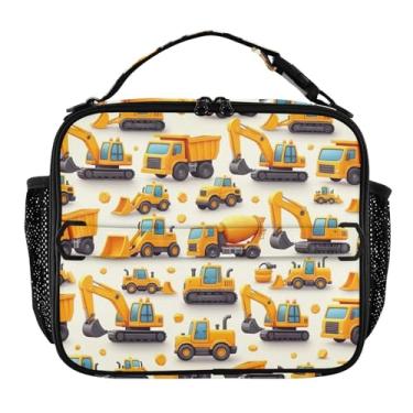 Imagem de Joisal Lancheira de carros amarelos com desenhos animados para mulheres, lancheira personalizada para meninas, crianças, homens, lancheira para trabalho, rosa, divertida bolsa térmica para meninos