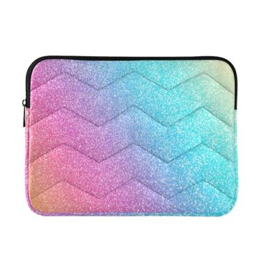 Imagem de Bolsa para laptop fina e leve com glitter colorido, bolsa de transporte durável para tablet de viagem para trabalho, pasta para laptop para mulheres, 13 a 14 polegadas