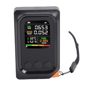 Imagem de LiebeWH Monitor de Qualidade do Ar Interno 5 Em 1 Detector Portátil para Co2 Tvoc Hcho Temperatura e Umidade Recarregável Testador de Casa Inteligente