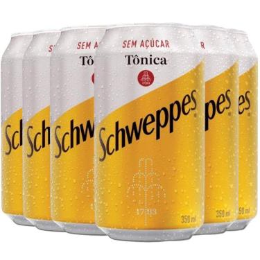 Imagem de Água Tônica Schweppes Sem Açúcar 350Ml  6 Latas 