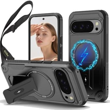 Imagem de Ysnzaq Capa transversal para celular Google Pixel 10 Pro XL com cordão, alça de ombro ajustável, capa magnética para celular com proteção contra quedas à prova de choque com suporte para Google 10 Pro
