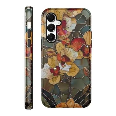 Imagem de RUMDEY Capa floral para Samsung Galaxy A16, capa de telefone elegante e brilhante com camada dupla + capa de telefone de silicone para mulheres e homens, capa protetora à prova de choque, flor