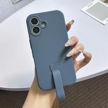 Imagem de IRTGFG Capa de silicone líquido luxuosa com suporte para anel de dedo, capa macia, portátil e à prova de choque, fosca, para iPhone 16 Pro Max (para iPhone 16 Pro Max/HJL)