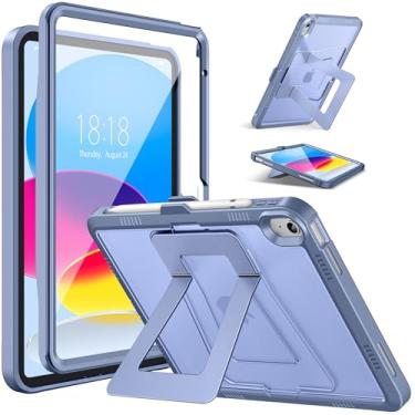 Imagem de DTTO Capa para iPad (A16) 11ª geração 2025, iPad 10ª geração 2022, [suporte estável] com protetor de tela integrado, capa protetora fosca resistente, cinza lavanda