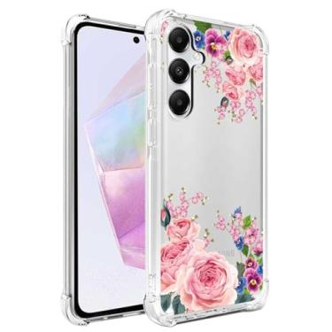 Imagem de FollmeAir Capa para Galaxy A35 5G, Slim Flexível TPU para Meninas Mulheres Airbag Amortecedor Borracha Amortecedor Capa de Silicone Macio Apto para Samsung Galaxy A35 5G (Orquídea Borboleta)