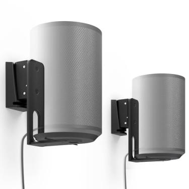 Imagem de PUTORSEN Suporte de parede para alto-falante Sonos Era 100, suporte de prateleira de alto-falante inclinado e giratório para melhor aproveitamento de áudio, gerenciamento de cabos, suporta até 3 kg