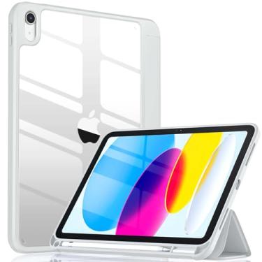 Imagem de Wenlaty Compatível com iPad (A16) 11ª geração, capa de 11 polegadas 2025, para iPad 10ª geração, capa de 10,9 polegadas 2022 com suporte para lápis, suporte de três dobras, parte traseira transparente