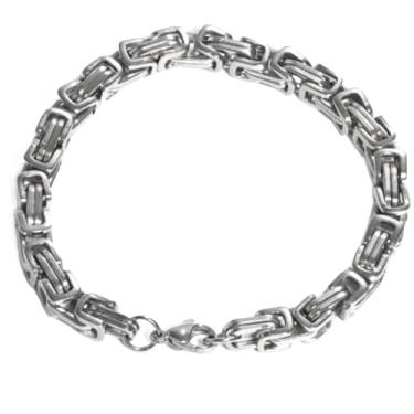 Imagem de Pulseira cubana masculina de aço inoxidável (prata) - joia de corrente de cobra de aço inoxidável 304 premium com acabamento prateado | Pulseira de aço ajustável para homens, acessório de pulso de