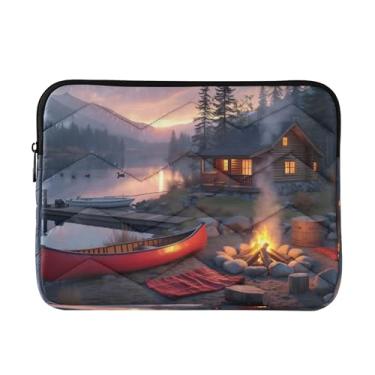 Imagem de Bolsa de trabalho para laptop Cheerful Otter Fox Brown, bolsas de laptop de 33 a 13,3 polegadas para homens, pasta de laptop média para mulheres, Paisagem, Medium