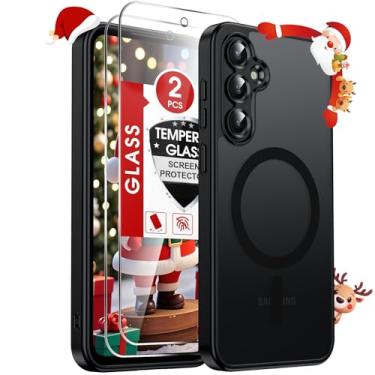 Imagem de LeYi Capa para celular Samsung Galaxy S23-FE: [ 3 ] Compatível com Mag-Safe com protetor de tela, película fosca translúcida de toque suave de grau militar Funda para S23FE S 23 FE, preta