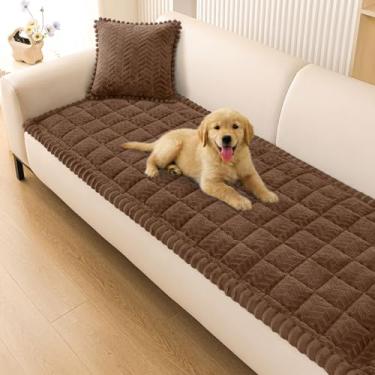Imagem de Smiry Capas de sofá antiderrapantes para cães, capas felpudas para sofá de 2 a 3 almofadas, para animais de estimação, macias e protetoras de móveis laváveis (marrom, 70 x 150 cm)